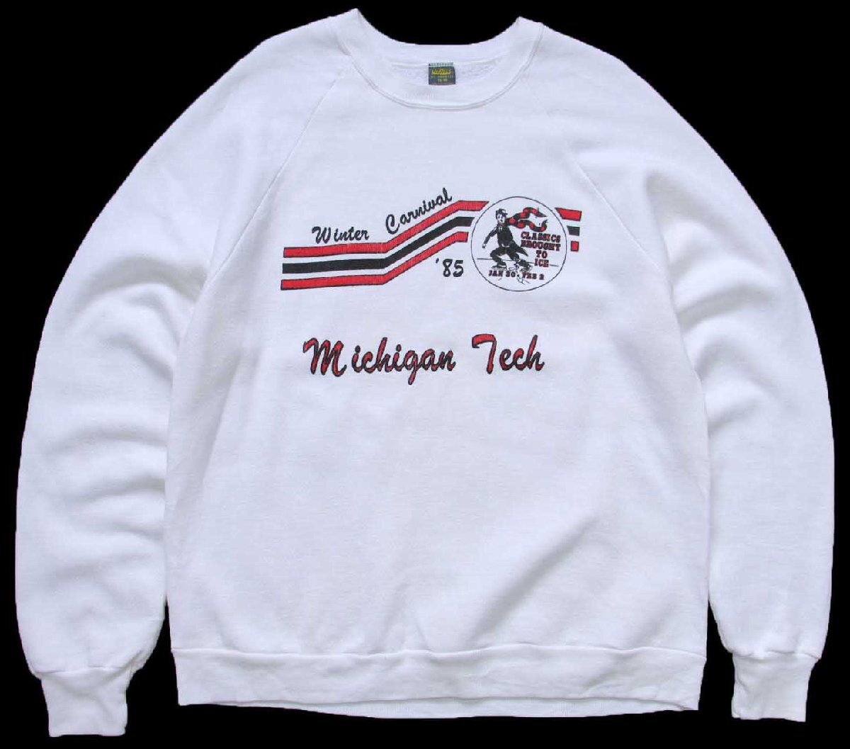乐天商城 - 80s USA製 JERZEES BY RUSSELLラッセル Winter Carnival Michigan Tech チャップリン スウェット 白 XL【中古】