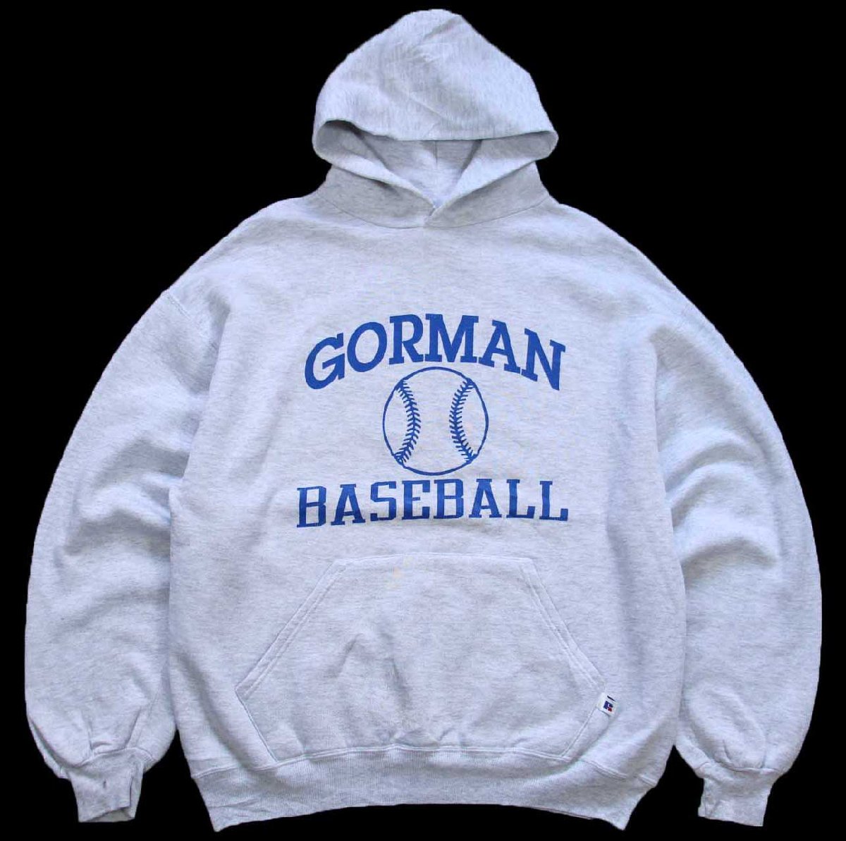 Rakuten - 90s USA製 RUSSELLラッセル GORMAN BASEBALL ベースボール ペンキ飛び スウェットパーカー 杢ライトグレー L★フーディー【中古】