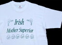90s USA製 Irish Mother Superior クローバー コットンTシャツ 白 L【中古】