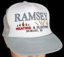 デッドストック★90s RAMSEY HEATING & ELECTRIC ツートン 切り替え メッシュキャップ グレー×白【中古】