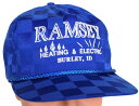 デッドストック★90s RAMSEY HEATING & ELECTRIC フロッキープリント チェッカーフラッグ キャップ 青【中古】