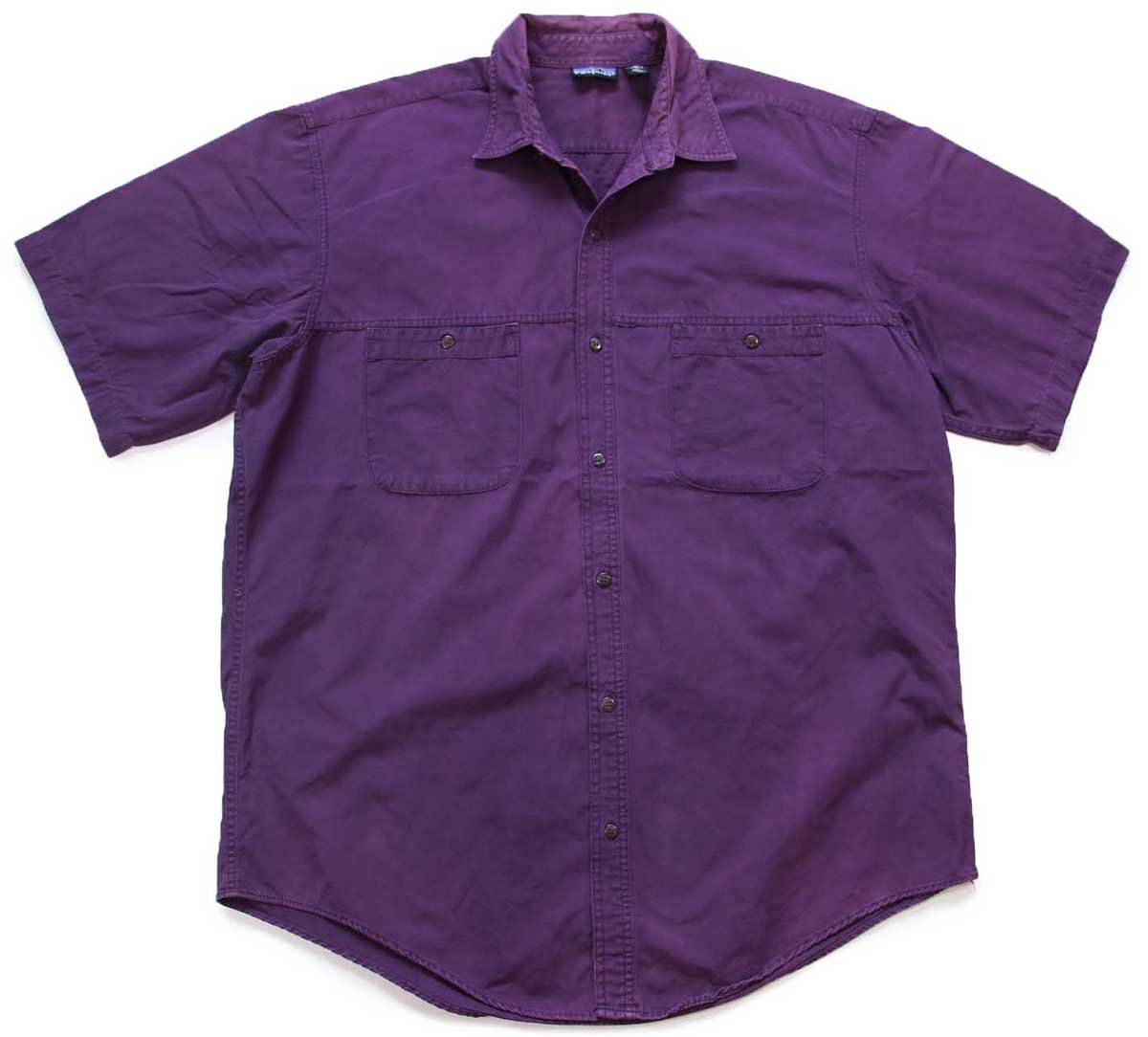 90s patagoniaパタゴニア 無地 半袖 コットンシャツ 紫 XL【中古】