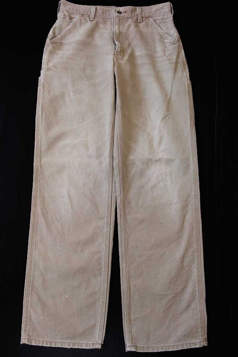 carharttカーハート ダメージ ダック地 ペインターパンツ グレーベージュ W30 L34【中古】