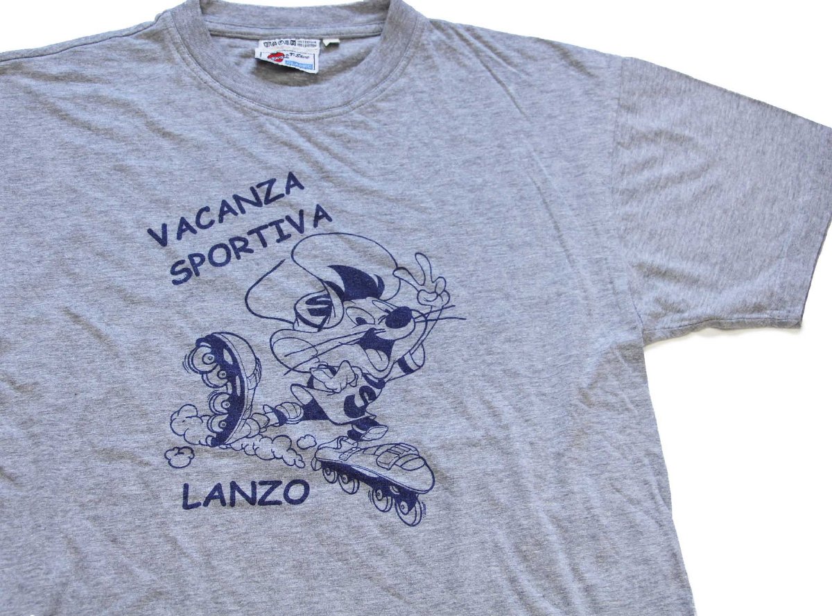90s Speedy Gonzales スピーディー ゴンザレス ローラースケート 染み込みプリント コットンTシャツ 杢..