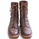 80s CAROLINAキャロライナ 編み上げ レザー ワークブーツ 赤茶 9.5【中古】