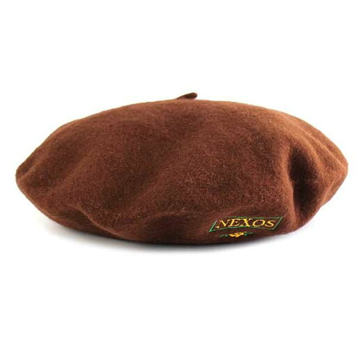 デッドストック★イタリア製 NEXOS バラ刺繍 ウール ベレー帽 茶【中古】 デッドストック★イタリア製 NEXOS バラ刺繍 ウール ベレー帽 茶【中古】