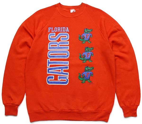 80s USA製 FLORIDA GATORS マスコット スウェット オレンジ L【中古】