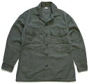 70s 米軍 U.S.ARMY コットンサテン ユーティリティシャツ ペンキ飛び オリーブグリーン 14.5★B【中古】