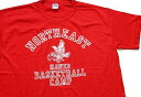 デッドストック★80s USA製 RUSSELLラッセル NORTHEAST HAWKS BASKETBALL CAMP マスコット Tシャツ 赤 L★A