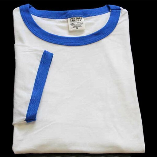 デッドストック★00s COMFORT COLORS 無地 コットン リンガーTシャツ 白×青 S【中古】 デッドストック★00s COMFORT COLORS 無地 コットン リンガーTシャツ 白×青 S【中古】