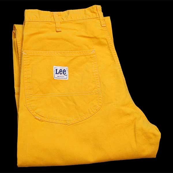 70s USA製 Leeリー コットン ペインターパンツ 黄 w33 L36 【中古】