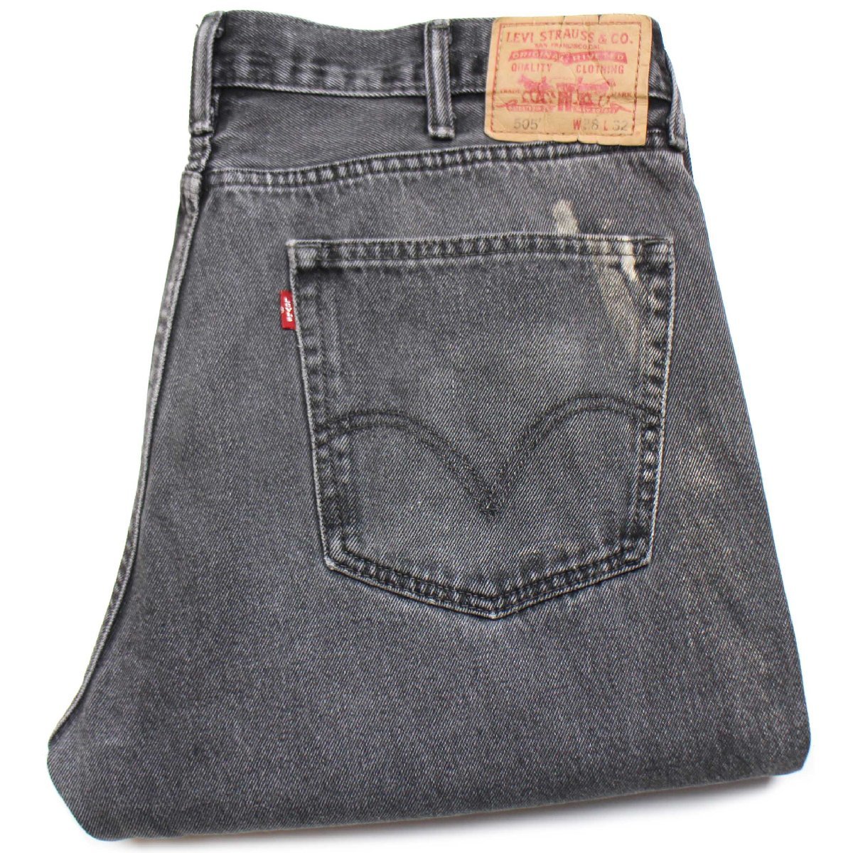 Levi'sリーバイス 505 ブラック デニムパンツ ブリーチ飛び フェード w38 L32★SDP2369 