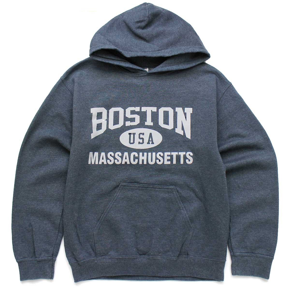 BOSTON USA MASSACHUSETTS 三段中抜き スウェットパーカー 杢ブルーグレー S 【中古】