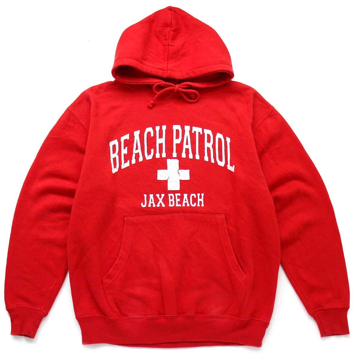 BEACH PATROL JAX BEACH スウェットパーカー 赤 M 【中古】