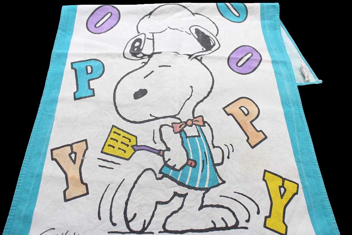 90s イタリア製 eliolona SNOOPYスヌーピー 染み込みプリント キャンバス タペストリー 【中古】