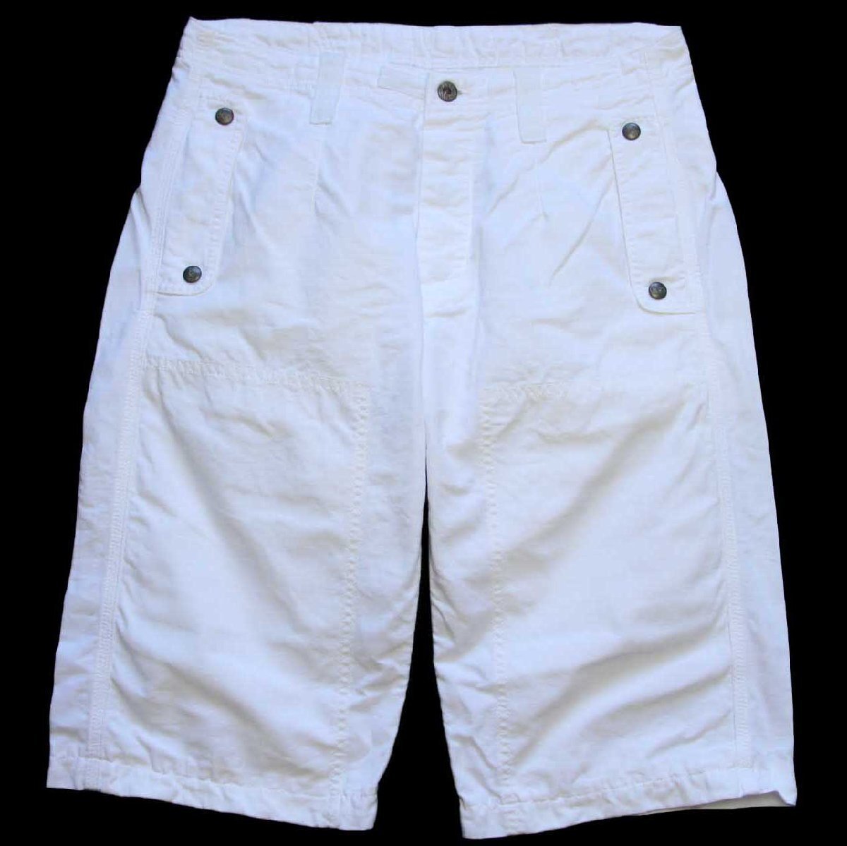 Leeリー Union-Alls FLAP BACK ワンタック ダブルニー ダック地 ショートパンツ 白 W34★ショーツ【中古】