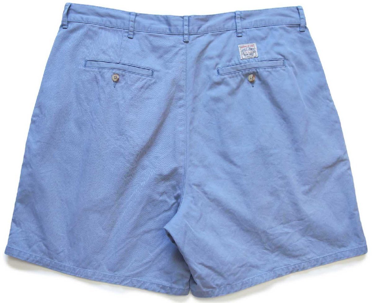90s ポロ ラルフローレン ツータック コットン チノ ショートパンツ ブルーグレー 38★78 ショーツ 【中古】