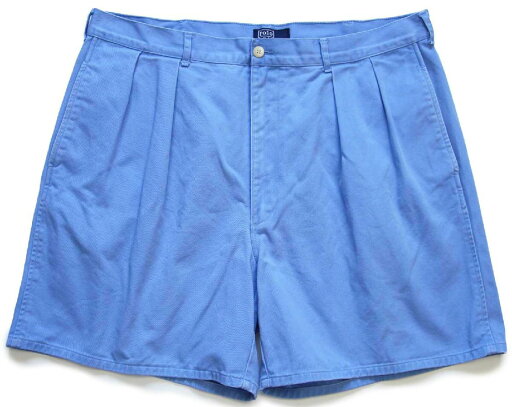 90s ポロ ラルフローレン ツータック コットン チノ ショートパンツ スカイブルー 38★77 ショーツ 【中古】 90s ポロ ラルフローレン ツータック コットン チノ ショートパンツ スカイブルー 38★77 ショーツ 【中古】