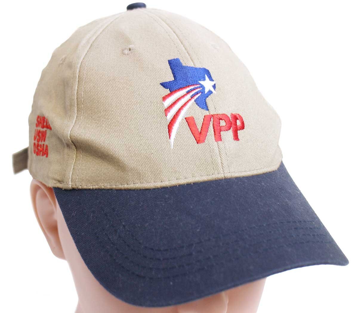 VPP VOLUNTARY PROTECTION PROGRAM SHELL USW OSHA 刺繍 ツートン 切り替え コットンキャップ グレーカーキ×紺【中古】