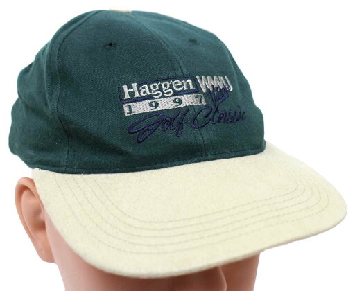 デッドストック★90s Haggen WWU 1997 Golf Classic Vikings 刺繍 ツートン 切り替え コットンキャップ 緑×カーキ【中古】 デッドストック★90s Haggen WWU 1997 Golf Classic Vikings 刺繍 ツートン 切り替え コットンキャップ 緑×カーキ【中古】