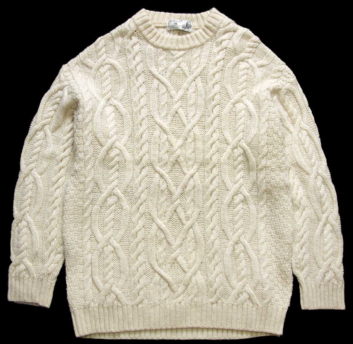英国製 St Michael ケーブル編み ウールニット セーター ナチュラル XL【中古】