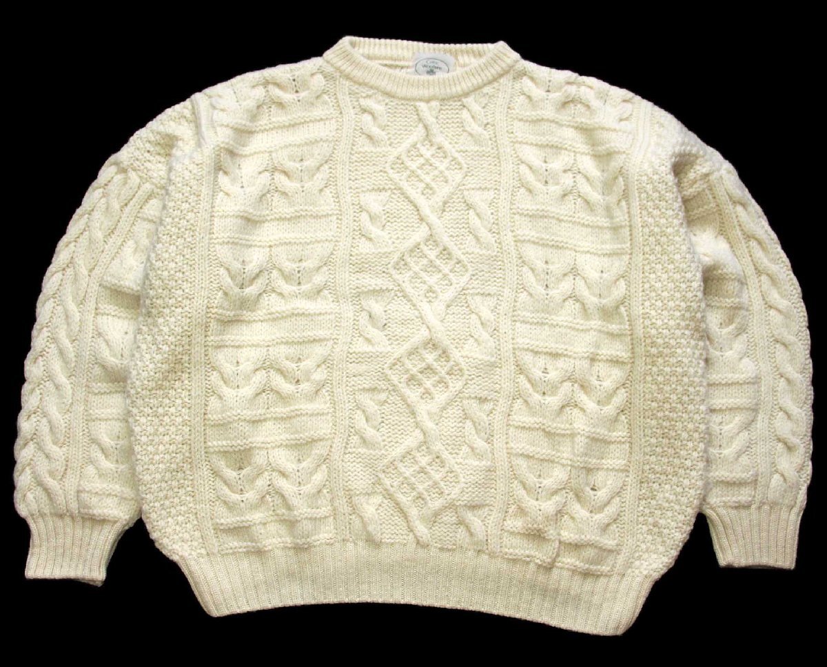 英国製 Celtic Woollens ケーブル編み ウールニット セーター ナチュラル【中古】