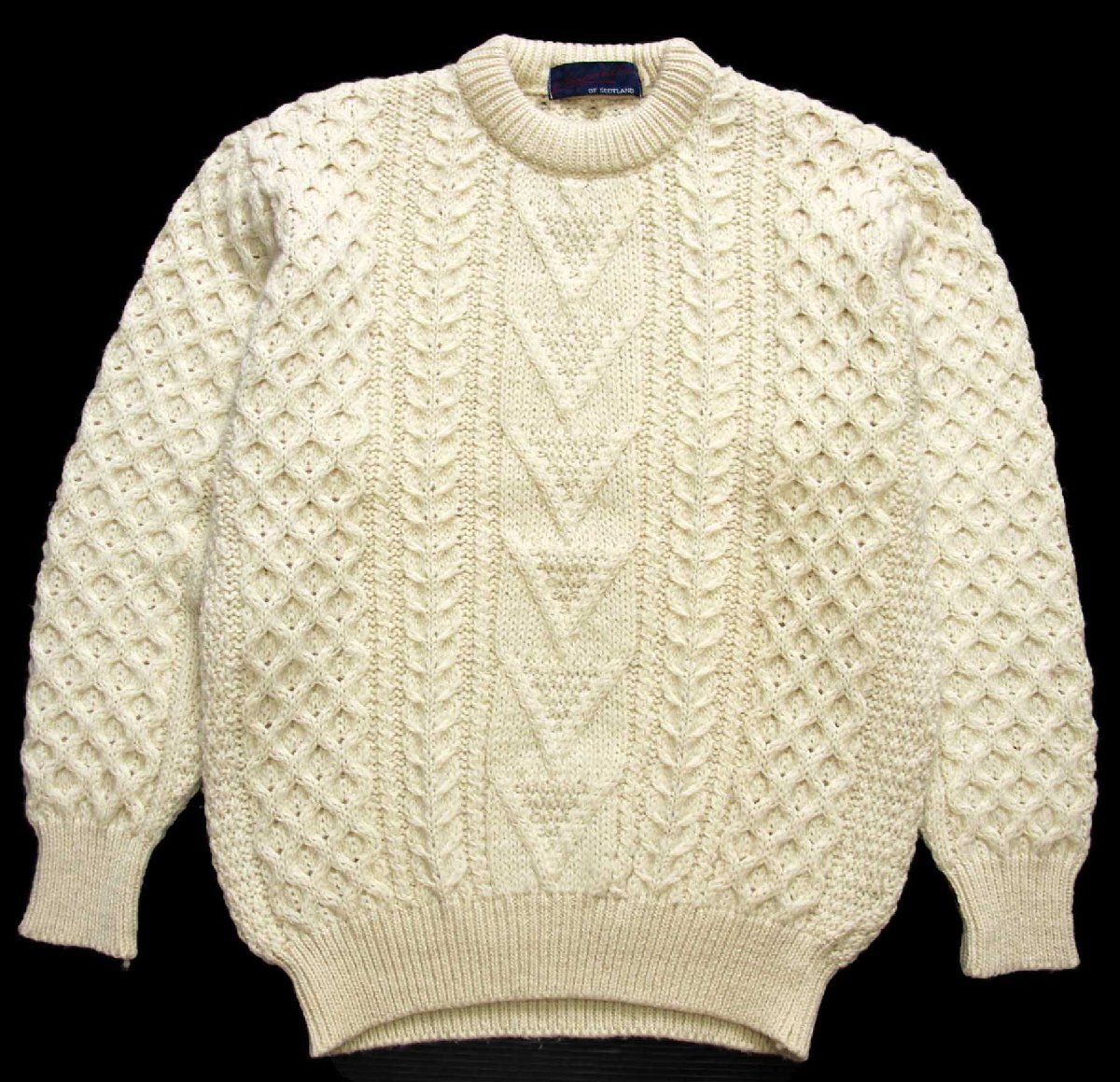 英国製 Kilspindie ケーブル編み ウールニット セーター ナチュラル L【中古】