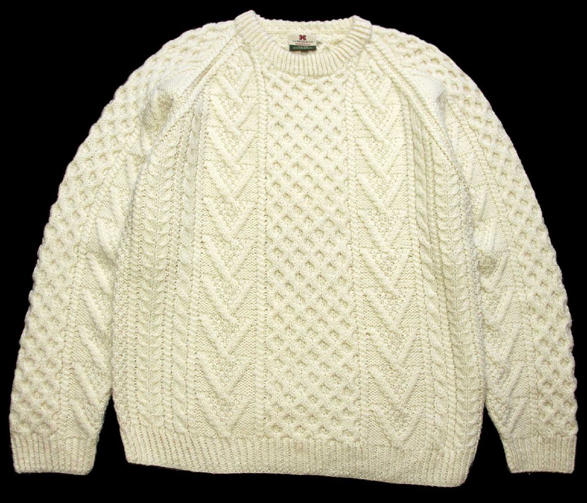 アイルランド製 CaRRaigdonn ケーブル編み ウール ハンドニット セーター ナチュラル L【中古】