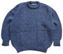アイルランド製 COUNTRY COLLECTION ケーブル編み ウールニット セーター ブルーグレー【中古】
