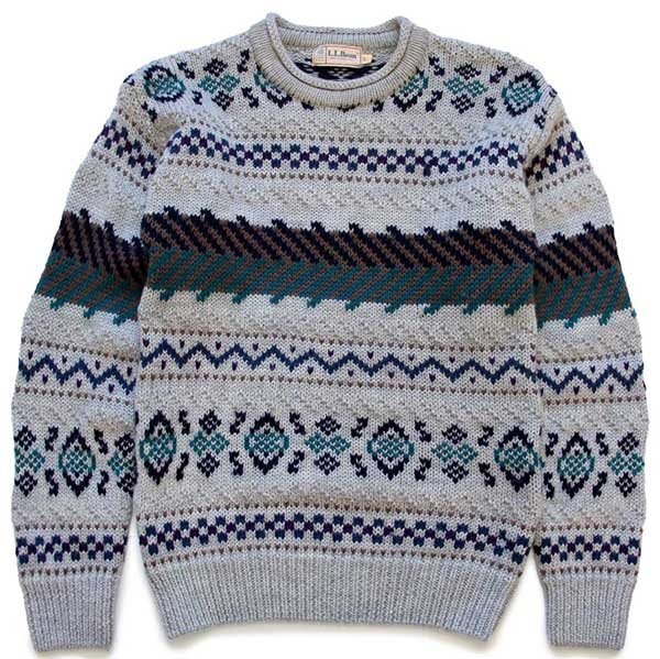 80s L.L.Bean フェアアイル柄 ロールネック ウールニット セーター S【中古】