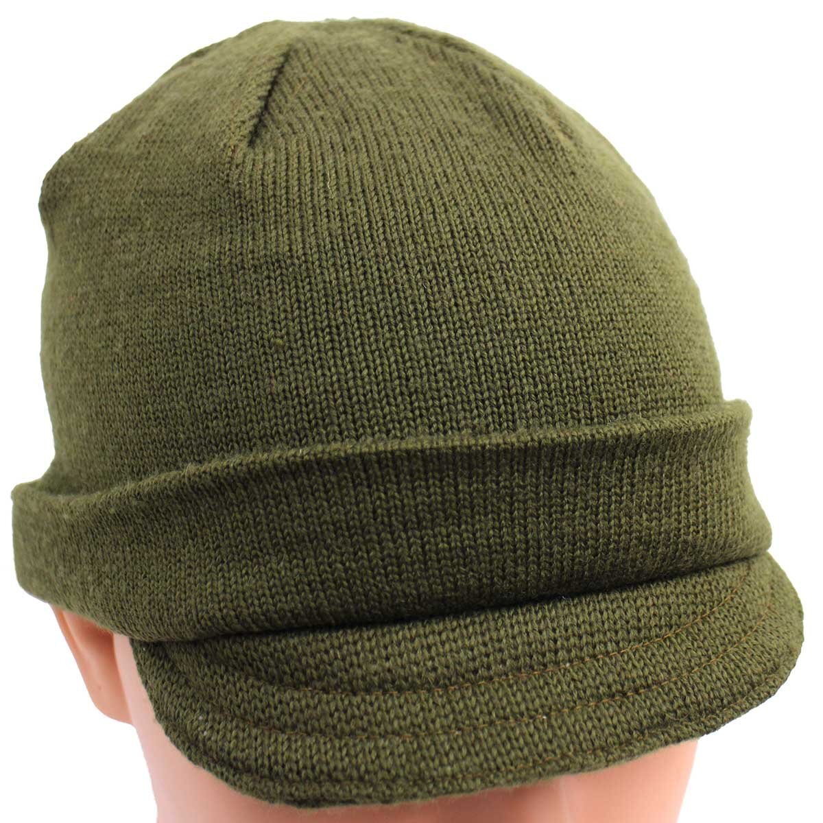 00s イタリア軍 ツバ付き ウール ワッチキャップ オリーブグリーン★B ニットキャップ 【中古】