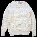 アイルランド製 Slieve League ケーブル編み ウール ハンドニット セーター ナチュラル 42★フィッシャーマン【中古】