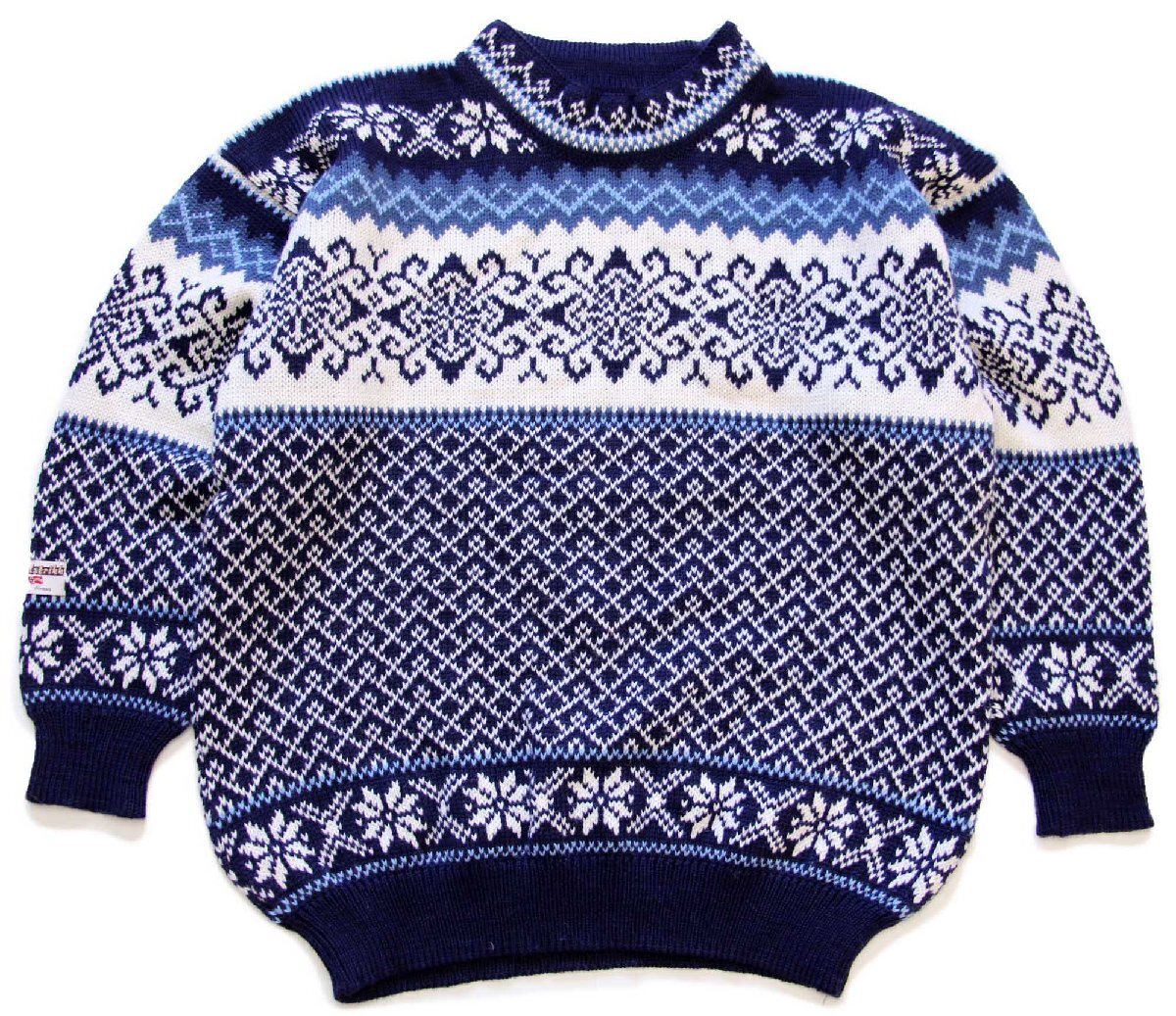 ノルウェー製 nordstrikk ノルディック柄 モックネック ウールニット セーター S★ユーロ【中古】