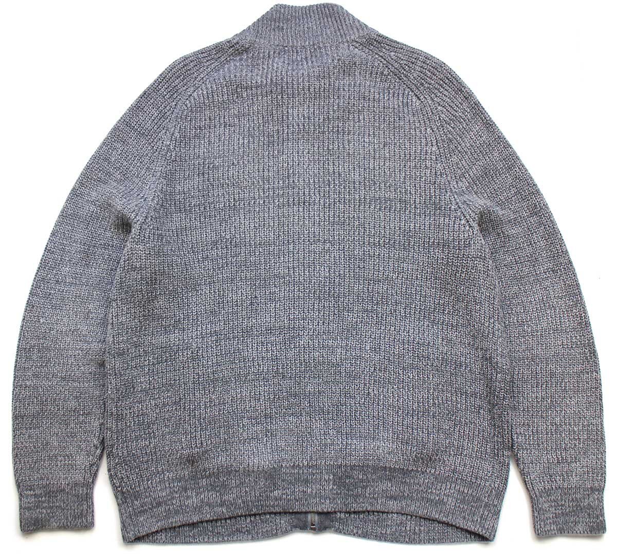 L.L.Bean 無地 コットン ローゲージ ドライバーズニット フルジップ セーター グレー ミックス L-R【中古】