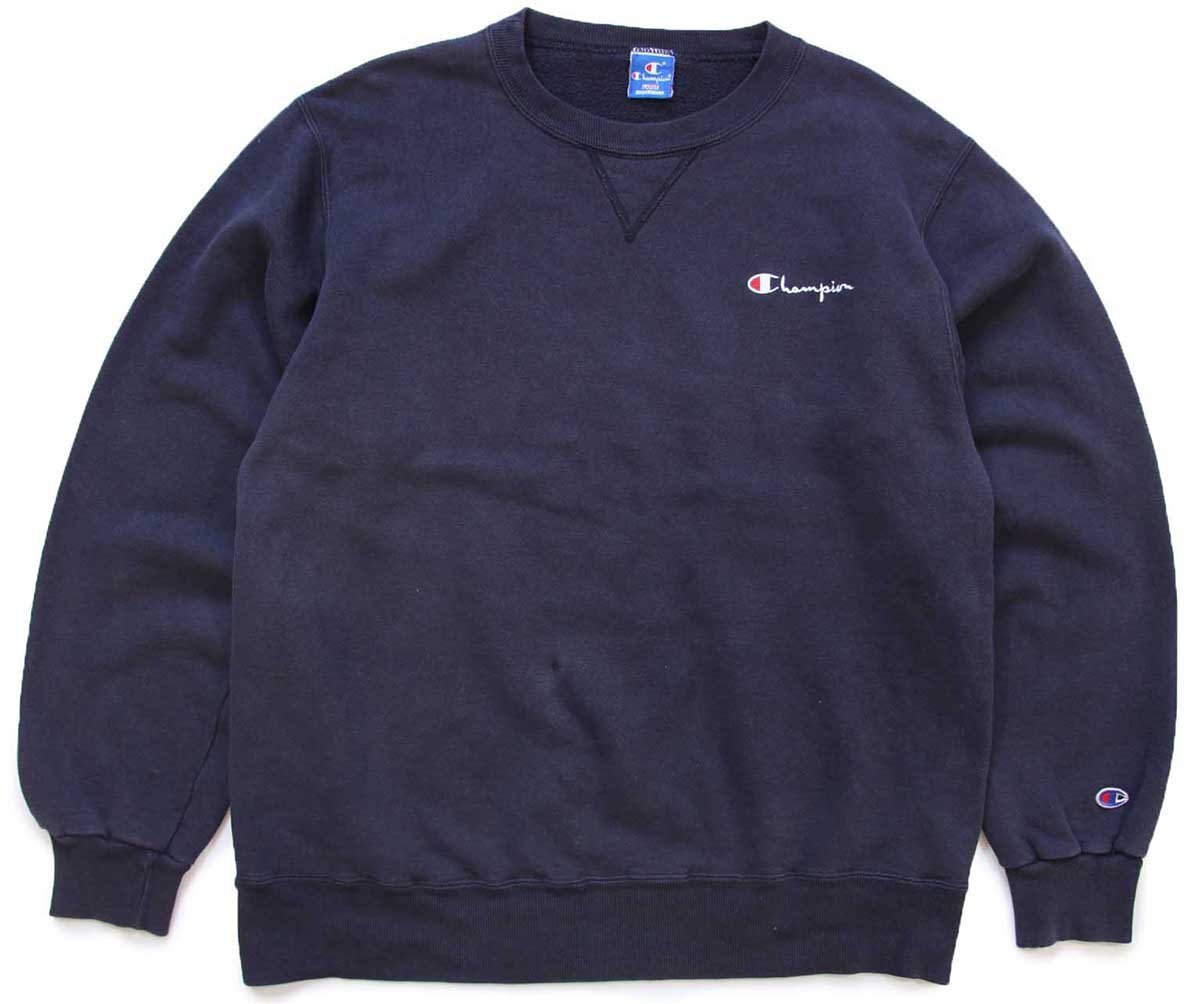 90s USA製 Championチャンピオン ワンポイント スクリプト ロゴ刺繍 前V スウェット