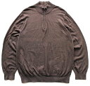 L.L.Bean 無地 ハイネック ハーフジップ コットン×カシミヤニット セーター グレーブラウン XL-R【中古】