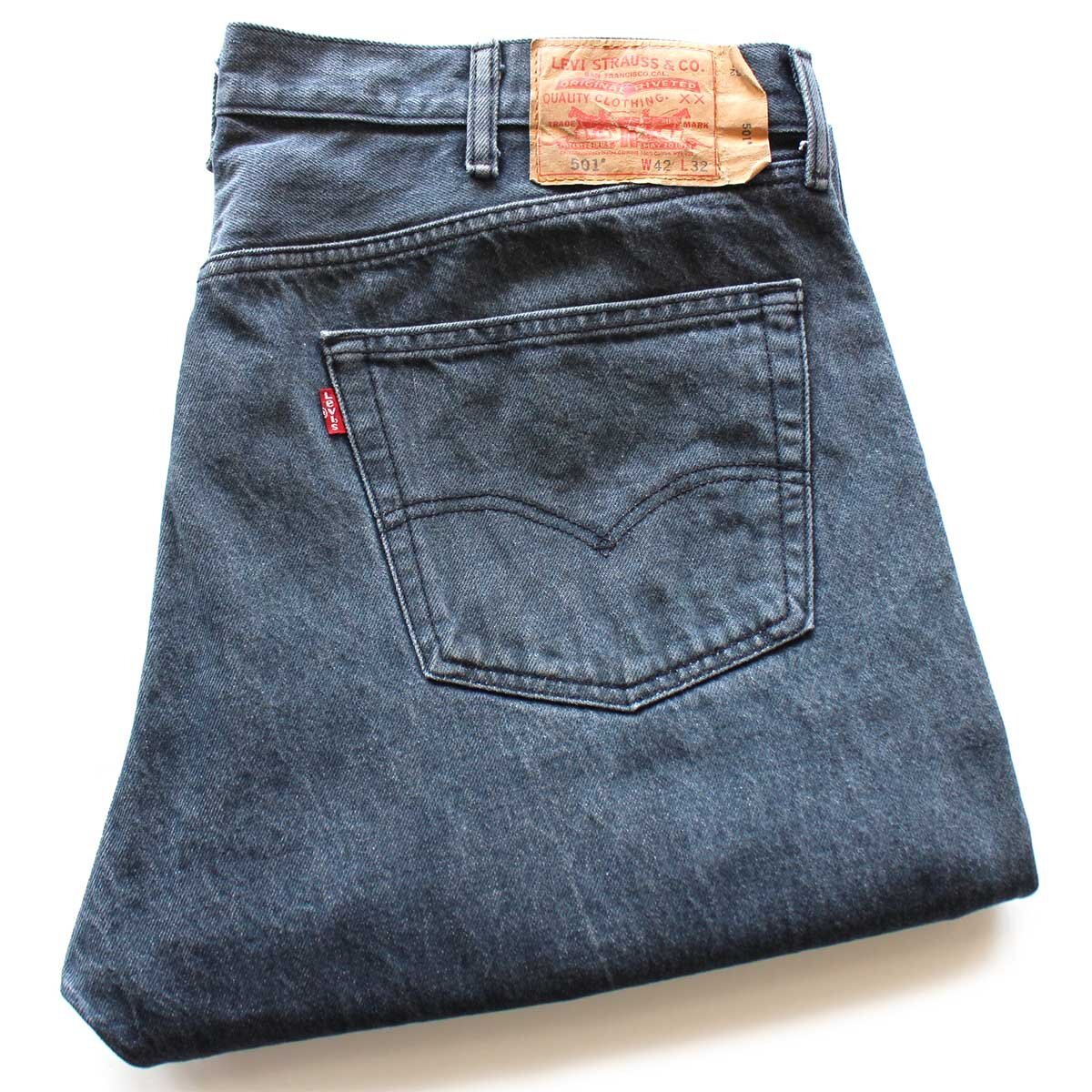 メキシコ製 Levi'sリーバイス 501 先染め カラーデニムパンツ ネイビーグレー w42 L32★SDP3906【中古】