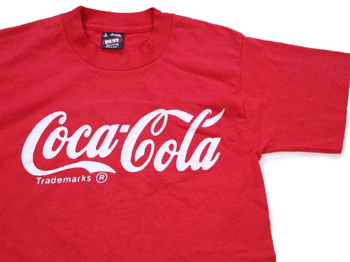 90s USA製 Coca-Colaコカコーラ ロゴ 8 ナンバリング Tシャツ 赤 S【中古】
