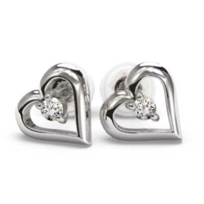 ペアピアス オープンハート レディース 4月誕生石 天然ダイヤモンド k18ゴールド キャッチ付き (ホワイト イエロー ピンク)