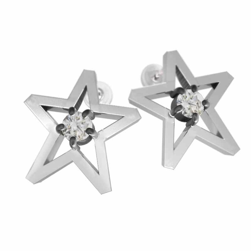 両耳 ピアス スター ジュエリー レディース 天然ダイヤモンド 約4.2mm Pt900 キャッチ付き 大サイズ