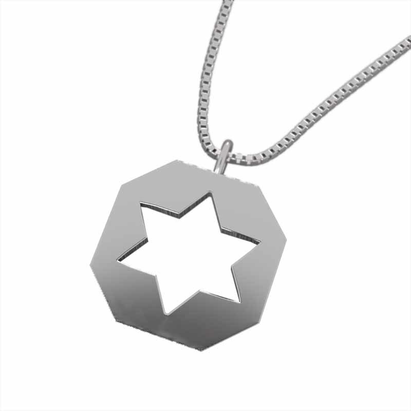 ペンダント ネックレス 六芒星 レディース メンズ 18kゴールド 特大サイズ 八角型 (ホワイト イエロー ピンク)