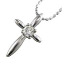 ジュエリー ネックレス デザイン クロス レディース メンズ 4月誕生石 天然ダイヤモンド 18金ゴールド 約0.07ct (ホワイト イエロー ピンク)
