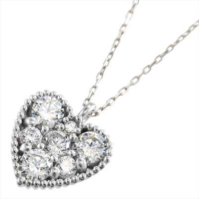 ジュエリー ネックレス ハート 型 レディース 4月誕生石 天然ダイヤモンド Pt900 約0.77ct
