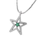 ネックレス スター 星 レディース メンズ 5月 エメラルド プラチナ900 小サイズ (ガーネット アメジスト アクアマリン ブラックダイヤモンド エメラルド...