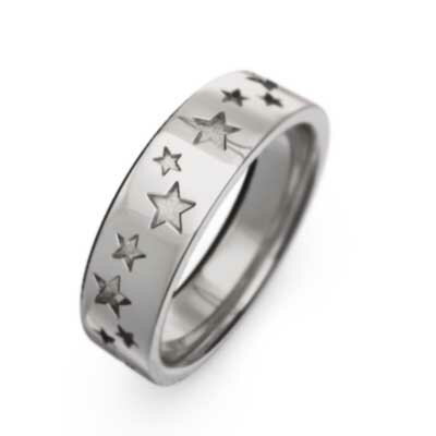 平打ち 指輪 スター デザイン レディース メンズ ゴールドk10 幅 (ホワイト イエロー ピンク)