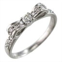 リング リボン レディース 4月誕生石 天然ダイヤモンド ゴールドk18 約0.28ct (ホワイト イエロー ピンク)