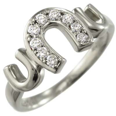 リング・馬蹄・ジュエリー・レディース・4月誕生石・天然ダイヤモンド・Pt900・約0.12ct