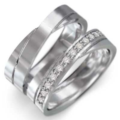 ペア 指輪 平打ち リング レディース メンズ 4月誕生石 天然ダイヤモンド k10ゴールド (ホワイト イエロー ピンク)