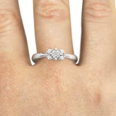 リング フラワー 花 レディース メンズ 4月誕生石 天然ダイヤモンド Pt900 約0.34ct