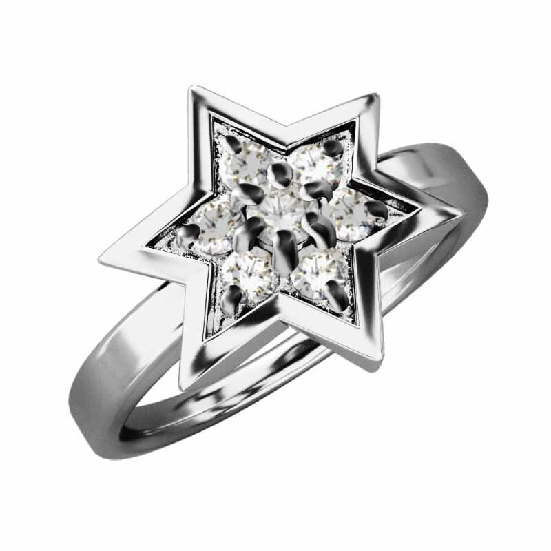 リング・六芒星・レディース・メンズ・4月誕生石・天然ダイヤモンド・プラチナ900・六芒星大サイズ
